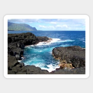 Blue Ocean Waters of Queens Bath on Kauai Hawaii Sticker